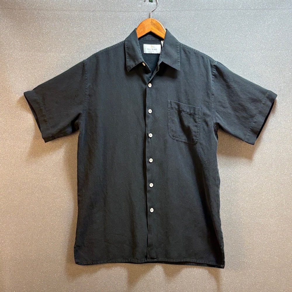 Vintage Bill Blass Silk Button Up Shirt Mens Small Short Sleeve Pocket Casual‎